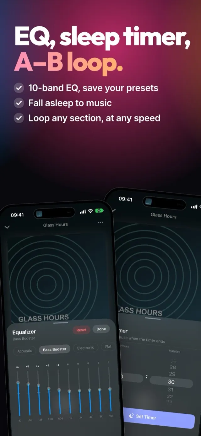 Playback tools: equalizer, sleep timer and more
